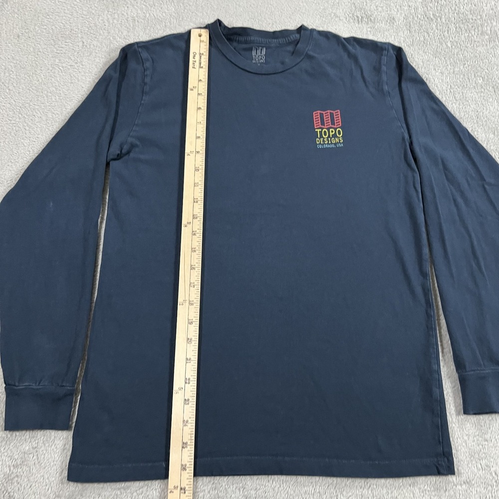 Topo Designs Shirt Mens Small Blue Long Sleeve Tee Colorado USA Casual - Picture 6 of 11